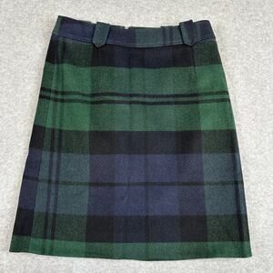 Talbots A-Line Skirt Womens Sz 4 Black Watch Tartan Plaid Wool Blend Knee Length
